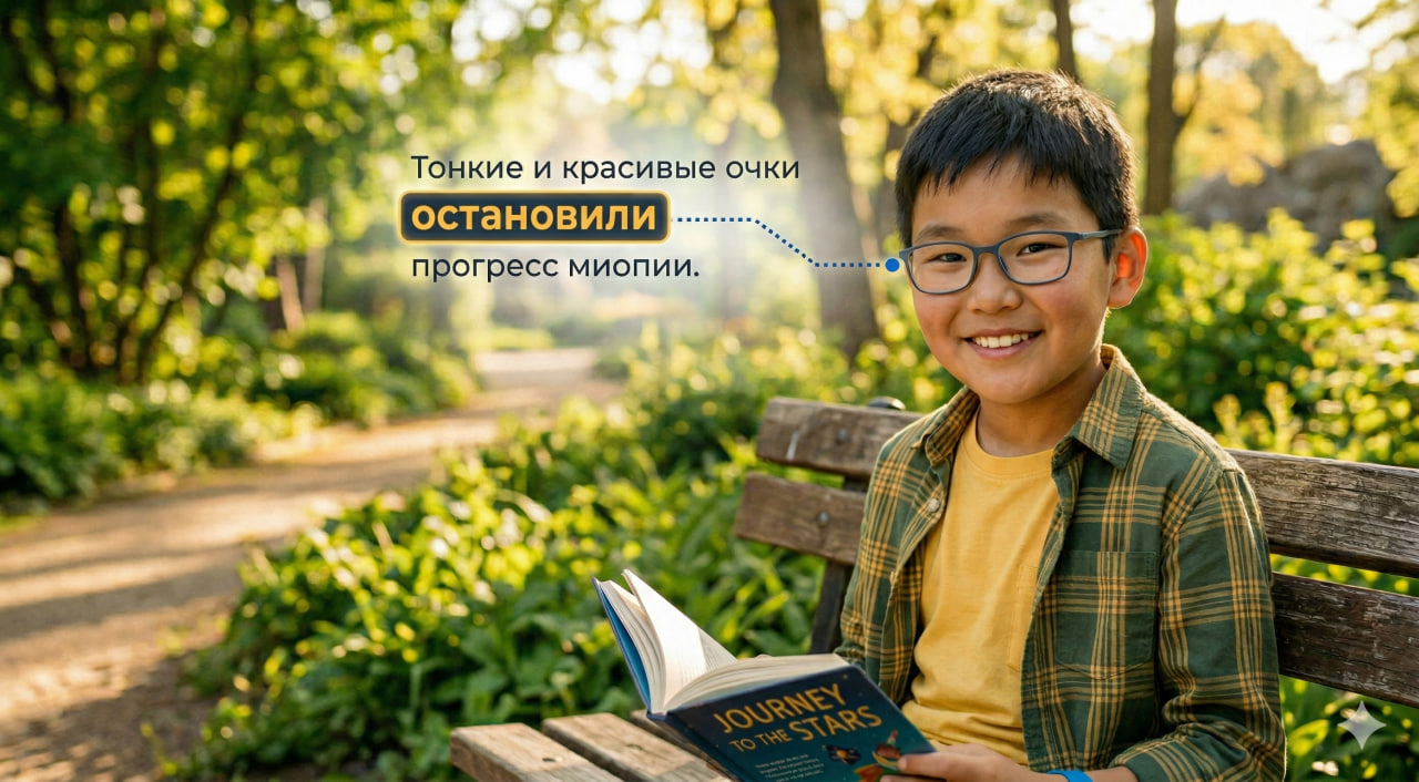 Счастливый ребёнок в очках Stellest — зрение стабильно